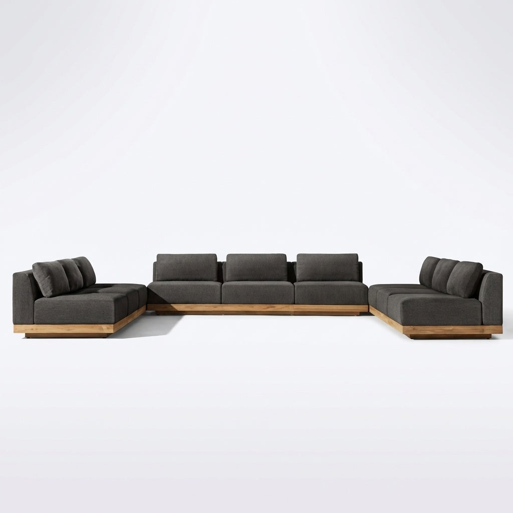 Solis U Shaped Sofa Teak - Front View